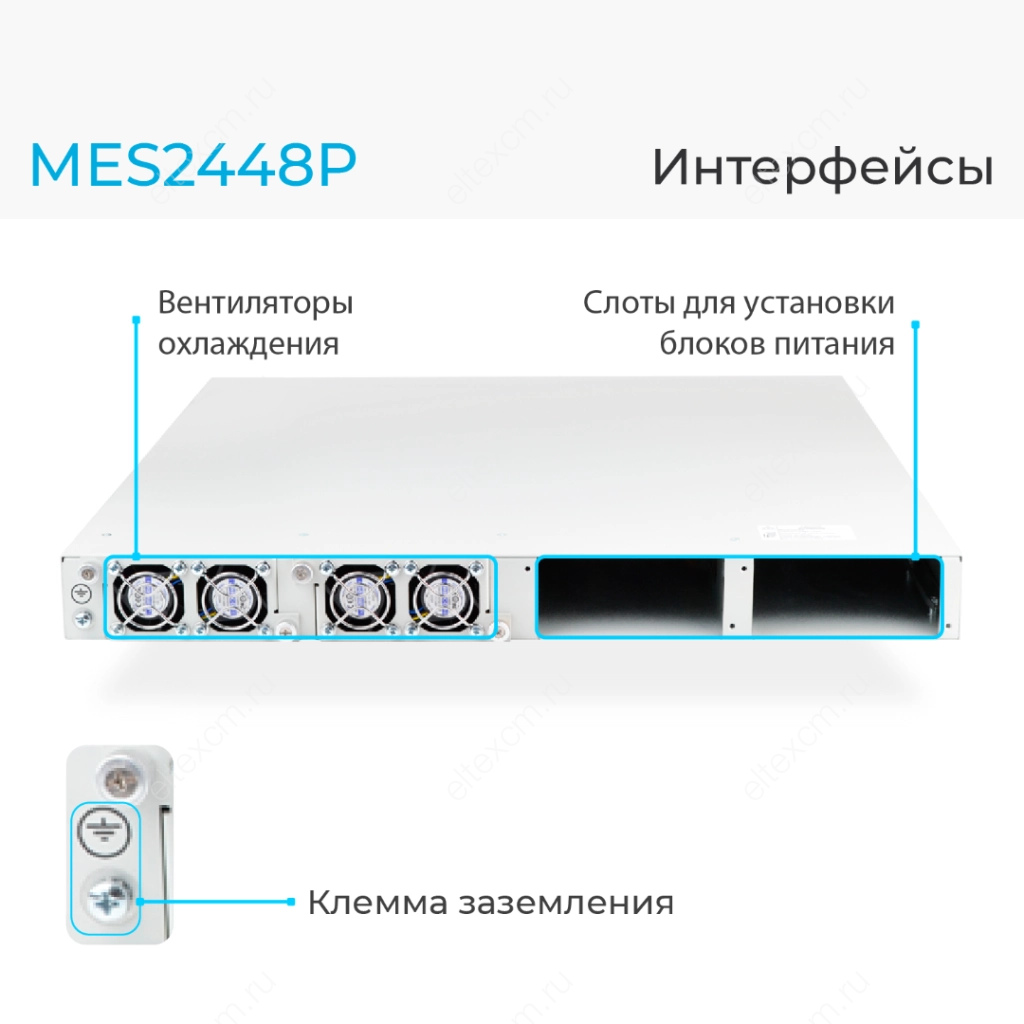 MES2448P Eltex | Коммутатор 48 портов 1G PoE/PoE+, 4 порта 10G