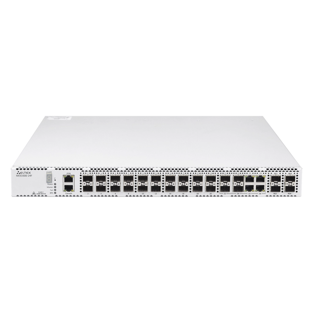 MES3300-24F Eltex | Коммутатор 20 портов SFP, 4 combo-порта 1G, 4 порта SFP+, 1 порт OOB