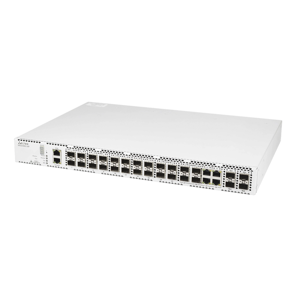 MES3300-24F Eltex | Коммутатор 20 портов SFP, 4 combo-порта 1G, 4 порта SFP+, 1 порт OOB