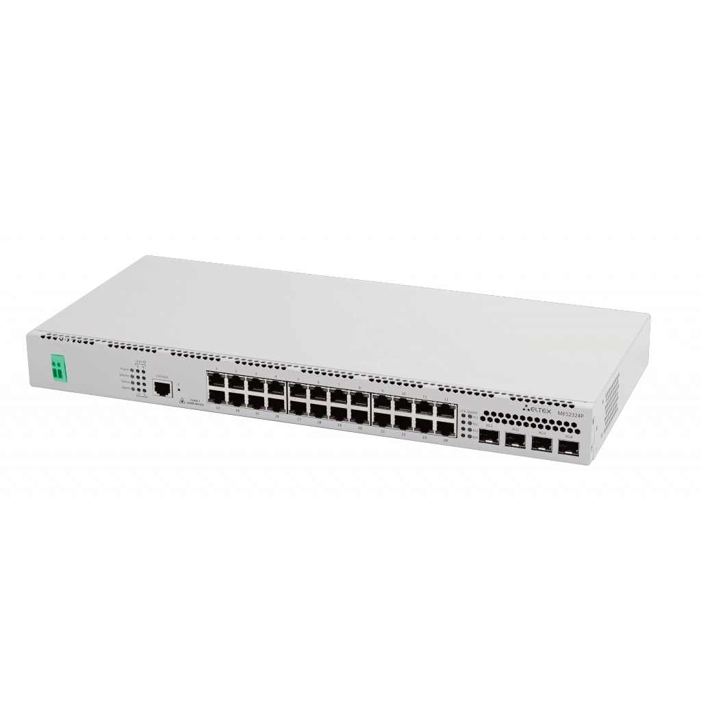 MES2324P_DC Eltex | Коммутатор 24 порта 1G с PoE, 4 порта 10G