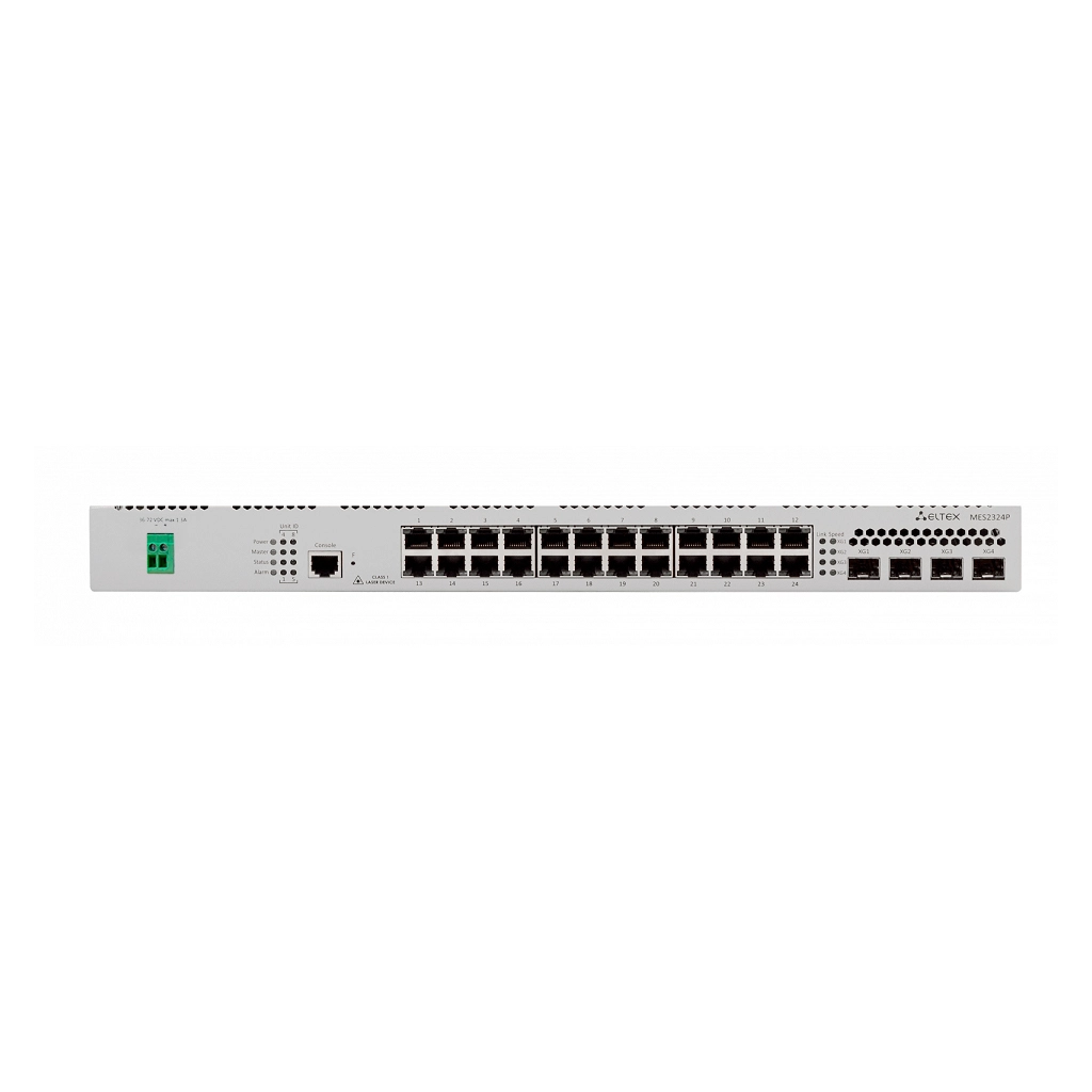 MES2324P_DC Eltex | Коммутатор 24 порта 1G с PoE, 4 порта 10G