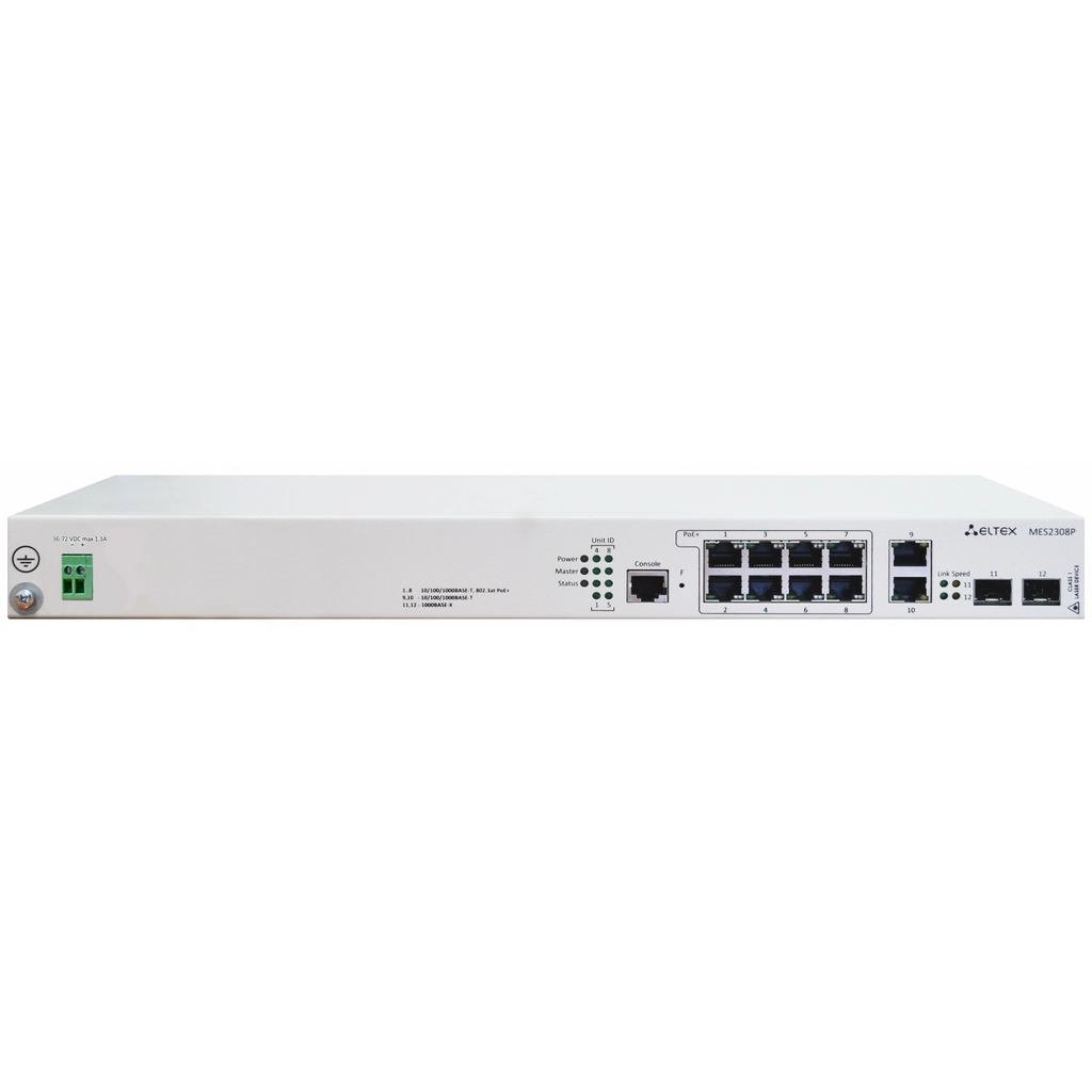 MES2308P_DC Eltex | Коммутатор 8 портов 1G с PoE, 2 порта 1G, 2 порта SFP