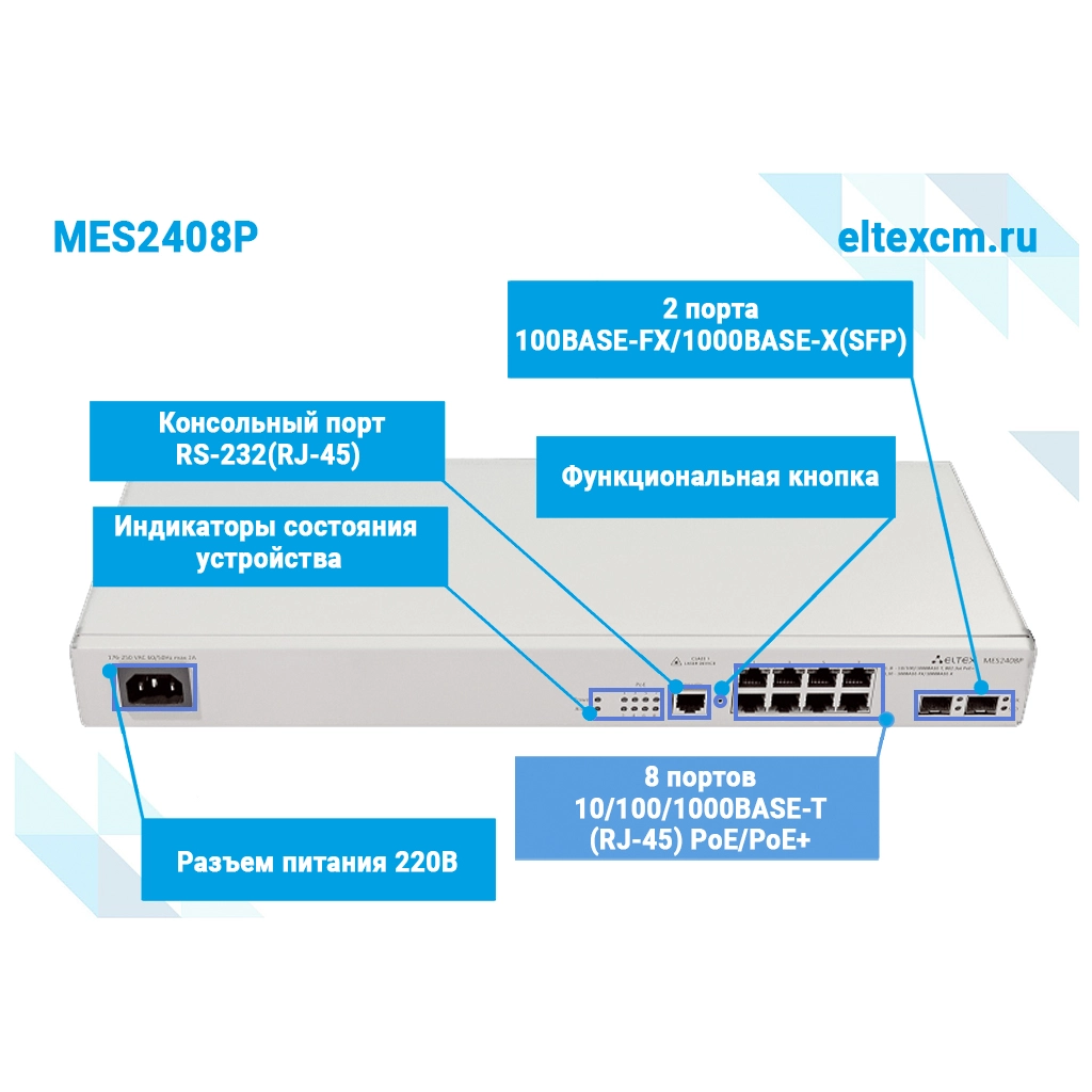 MES2408P Eltex | Коммутатор 8 портов 1G с PoE