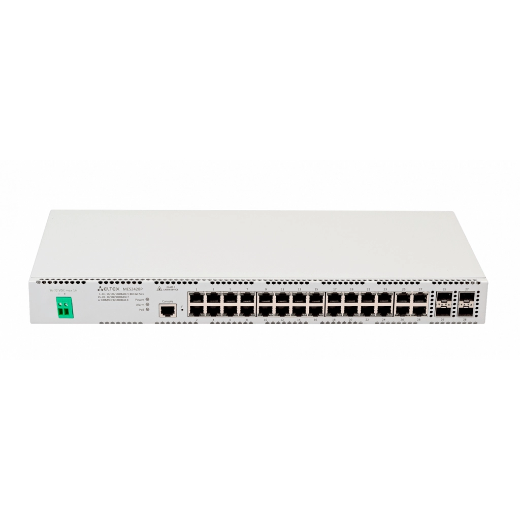 MES2428P_DC Eltex | Коммутатор доступа 24 порта с PoE, 4 комбо-порта 1G