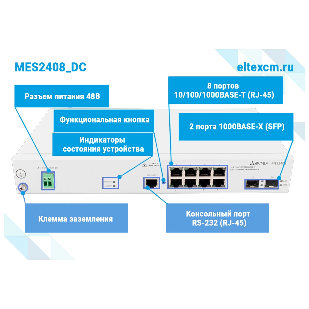 MES2408_DC Eltex | Коммутатор 8 портов 1G