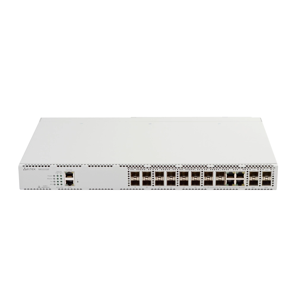 MES3316F Eltex | Коммутатор 12 портов SFP, 4 комбо-порта 1G, 4 порта SFP+