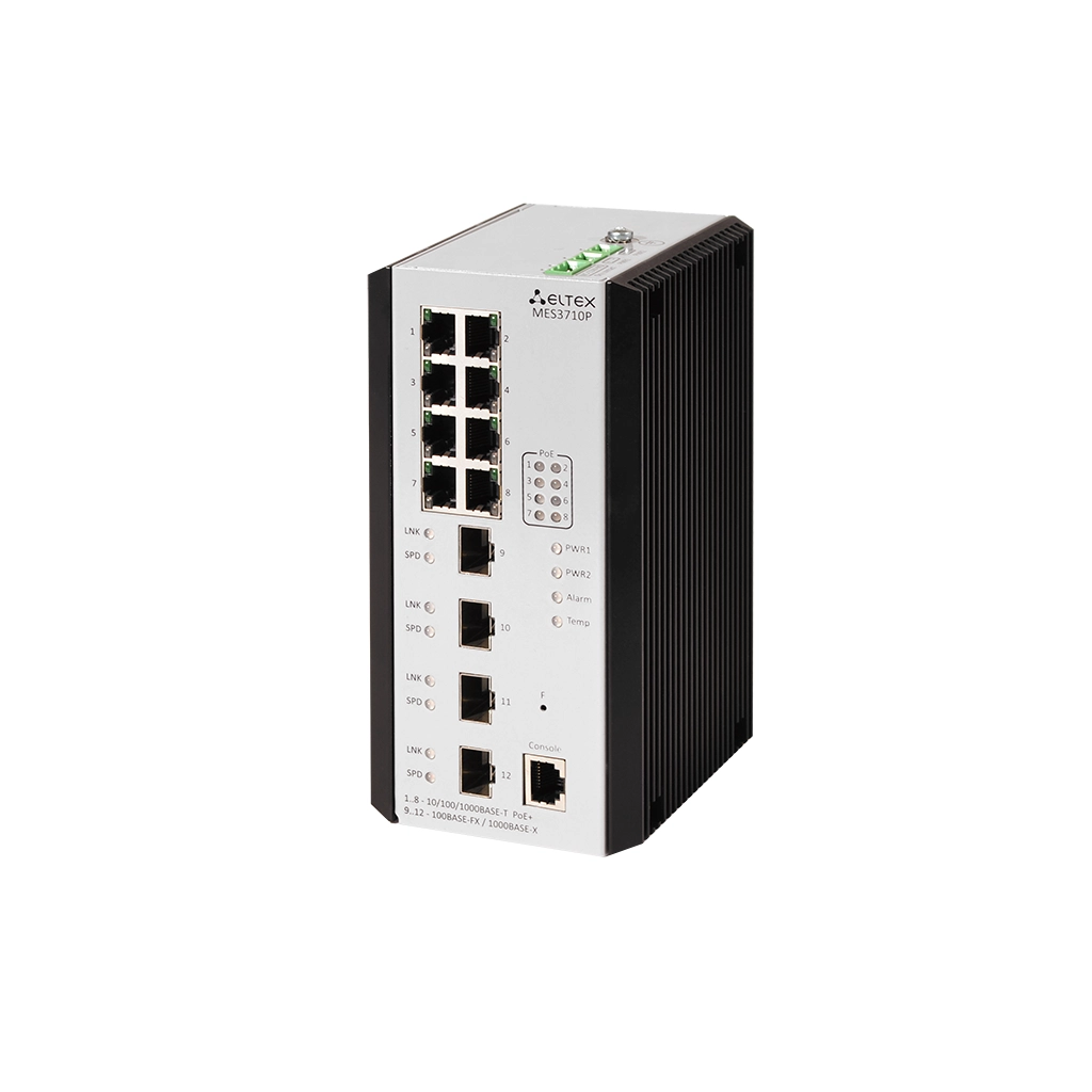 MES3710P Eltex | Промышленный коммутатор 8 портов 1G с PoE и 4 порта SFP