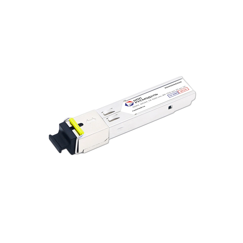 SFP модуль, 155Мбит/с, WDM, TX 1550 нм, RX 1310 нм, 20 км, SC, RSM155W63S20