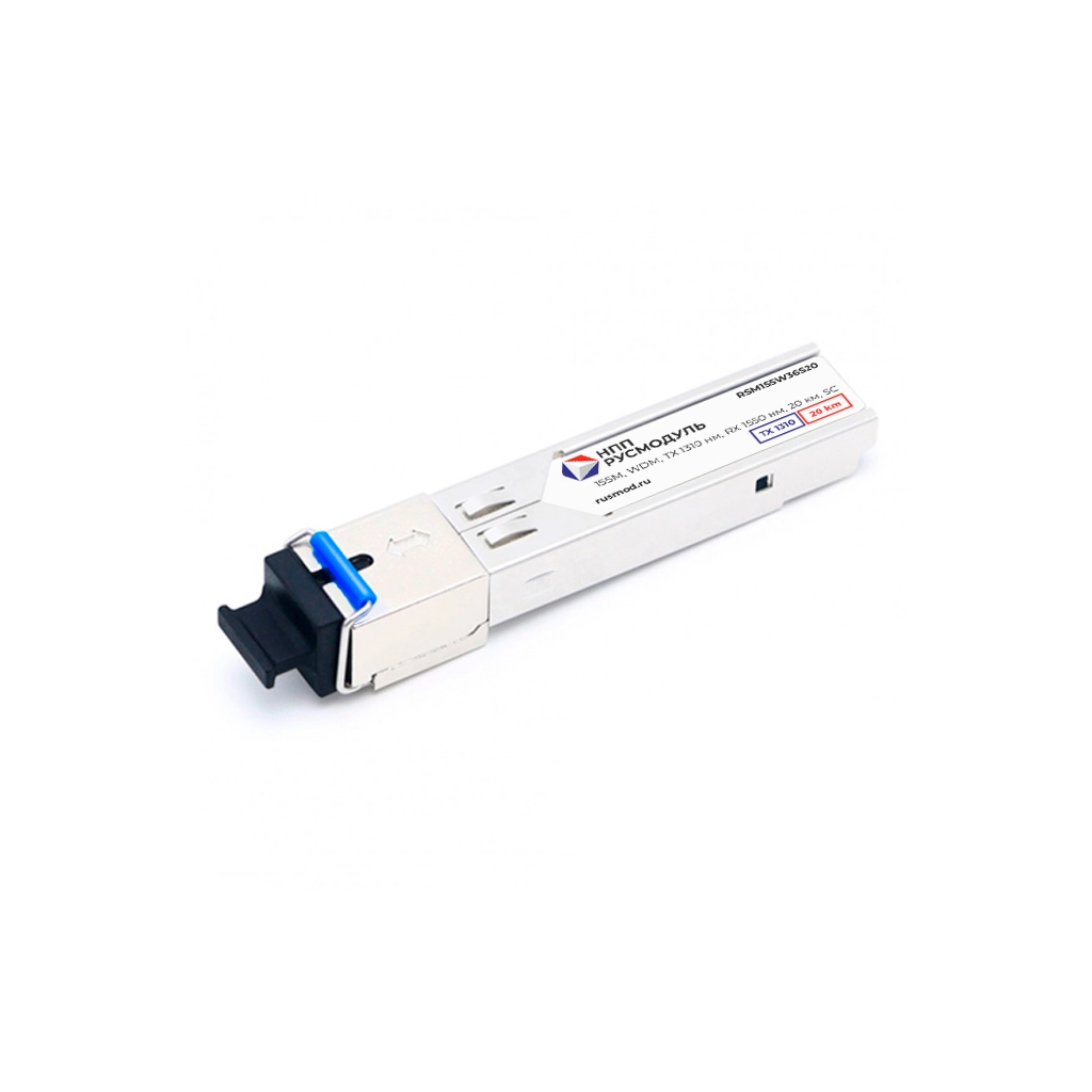 SFP модуль, 155Мбит/с, WDM, TX 1310 нм, RX1550 нм, 20 км, SC, RSM155W36S20