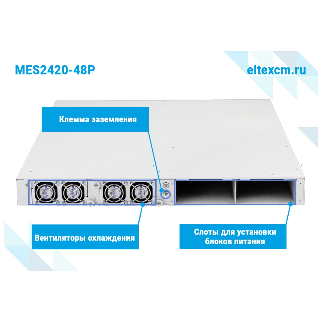MES2420-48P Eltex | Коммутатор 48 портов 1G с PoE, 4 порта 10G