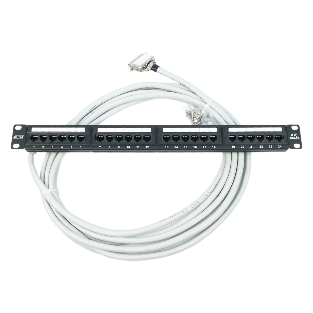 Расшитая патч-панель 19" (1U) для TAU-32M.IP / TAU-36.IP / TAU-72.IP, 18 портов, 1 разъем CENC-36, 6 метров