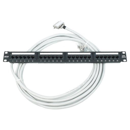 Расшитая патч-панель 19" (1U) для TAU-16.IP / TAU-24.IP, 24 порта, 1 разъем CENC-50, 10 метров