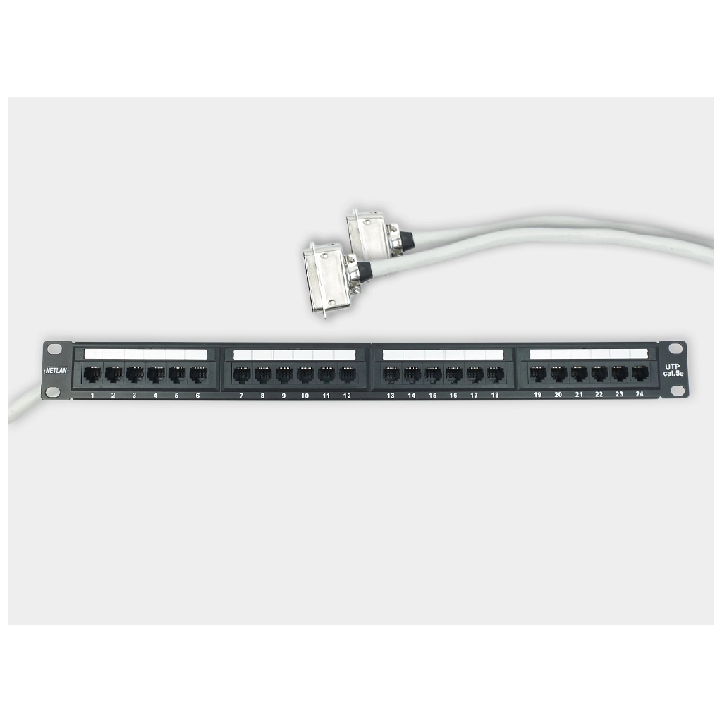 Расшитая патч-панель 19" (1U) для SMG-1016M, 24 порта RJ-45, 16 потоков Е1, 3 метра