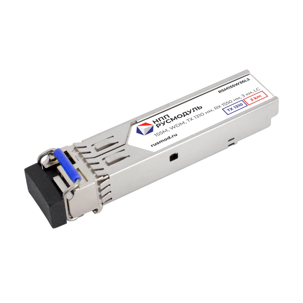SFP модуль 155Мбит/с, WDM, TX 1310 нм, RX1550 нм, 3км, LC, RSM155W36L3