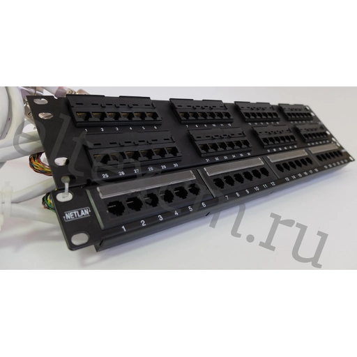 Расшитая патч-панель 19" (3U) для TAU-72.IP, 72 порта, 4 разъема CENC-36, 2 метра
