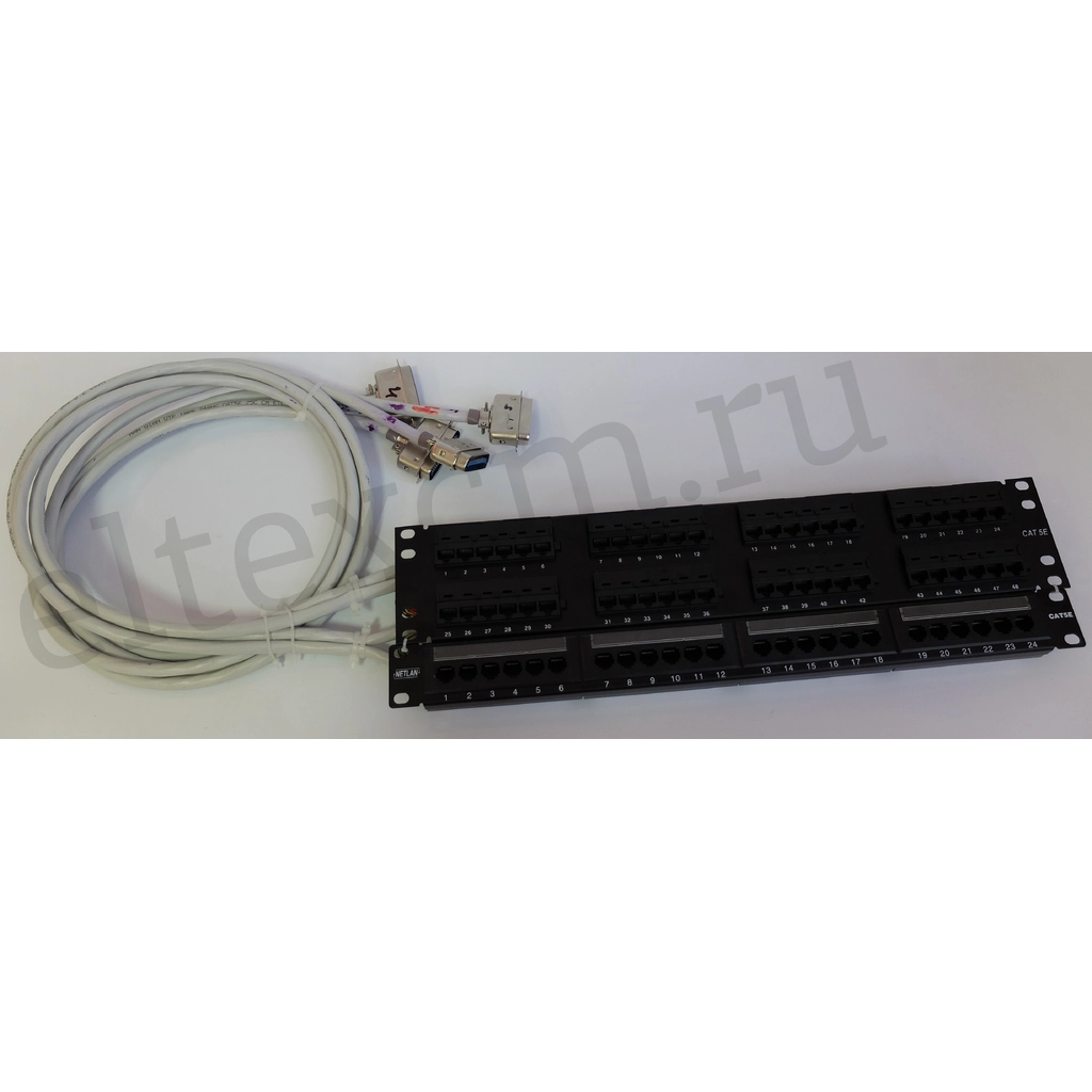 Расшитая патч-панель 19" (3U) для TAU-72.IP, 72 порта, 4 разъема CENC-36, 2 метра
