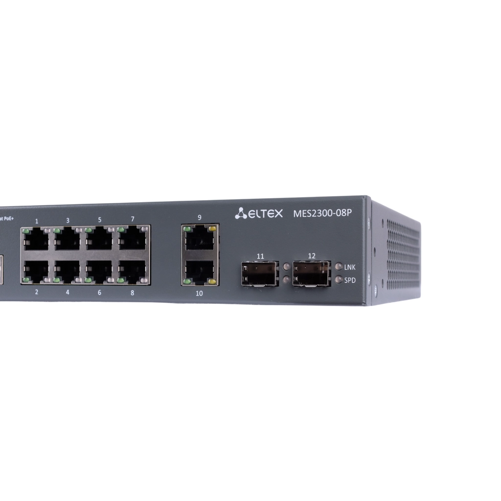 MES2300-08P Eltex | Коммутатор 8 портов 1G PoE/PoE+, 2 порта SFP