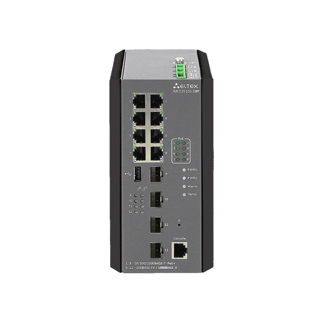 MES3510S-08P Eltex | Промышленный коммутатор 8 портов 1G PoE/PoE+, 4 порта SFP