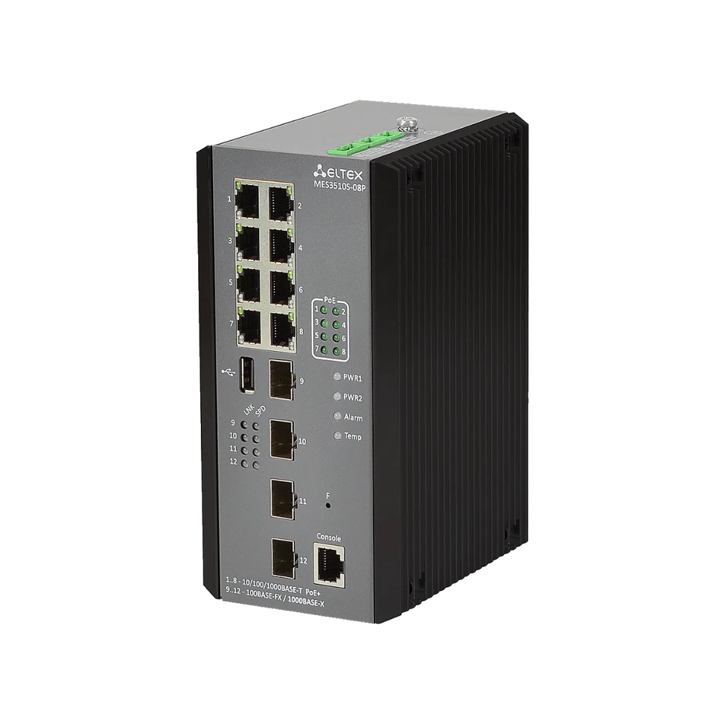 MES3510S-08P Eltex | Промышленный коммутатор 8 портов 1G PoE/PoE+, 4 порта SFP