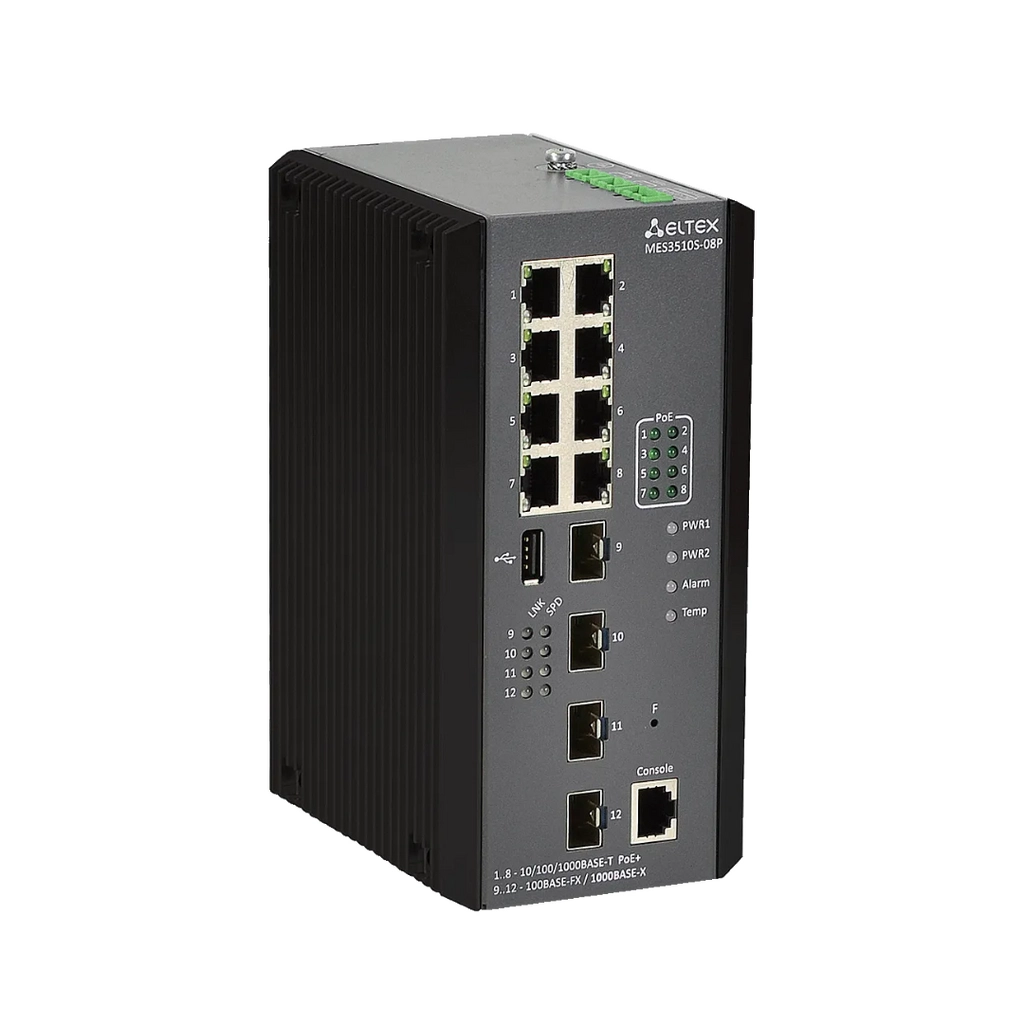 MES3510S-08P Eltex | Промышленный коммутатор 8 портов 1G PoE/PoE+, 4 порта SFP