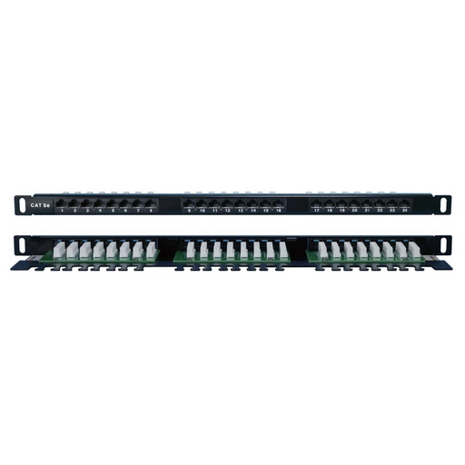 Патч-панель 19", 24 порта неэкран. RJ-45, кат.5E, 0.5U. Hyperline