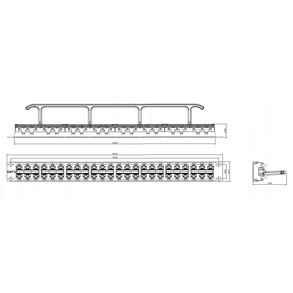Патч-панель 19", 48 портов неэкран. RJ-45, кат.5E, 1U. Hyperline