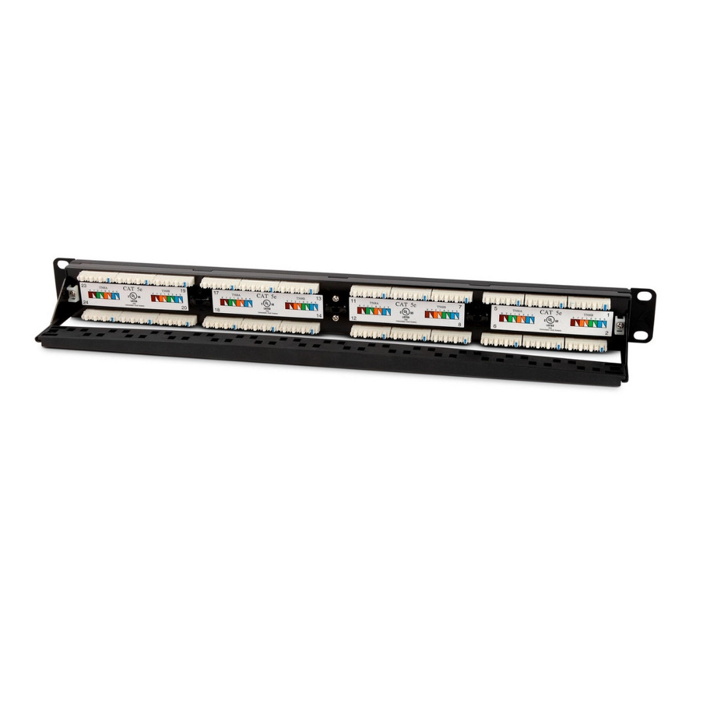 Патч-панель 19", 24 угловых порта RJ-45, кат.5E, 1U. Hyperline