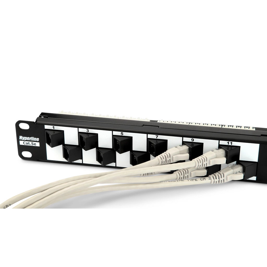 Патч-панель 19", 24 угловых порта RJ-45, кат.5E, 1U. Hyperline