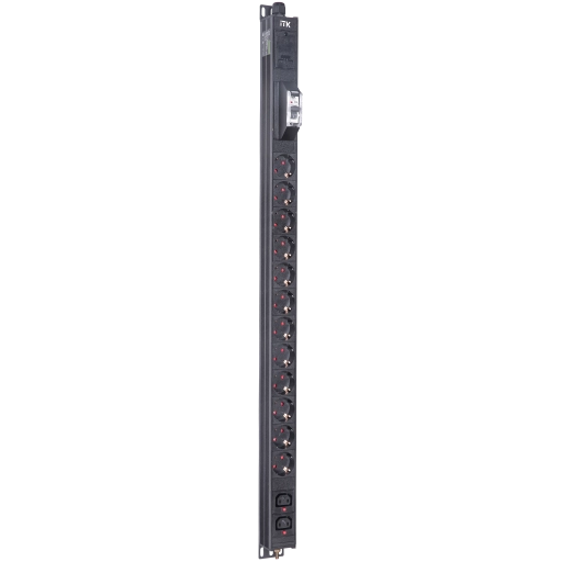 ITK BASE PDU вертикальный PV1111 20U 1 фаза 16А 12 розеток SCHUKO (немецкий стандарт) + 2 розетки C13 кабель 2,6м вилка SCHUKO (немецкий стандарт)