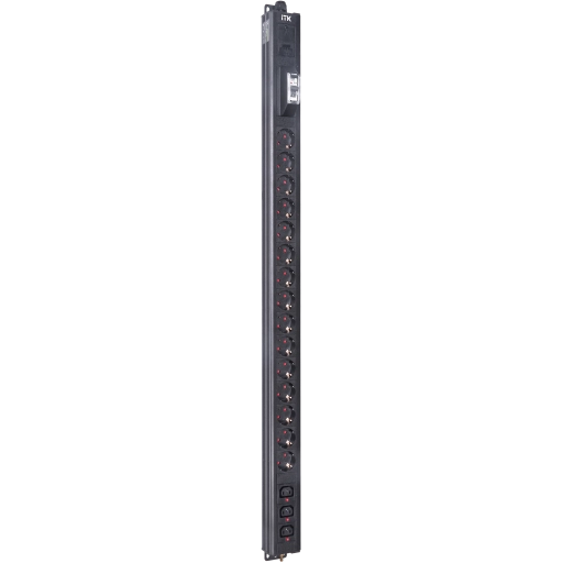 ITK BASE PDU вертикальный PV1111 24U 1 фаза 16А 15 розеток SCHUKO (немецкий стандарт) + 3 розетки C13 кабель 2,6м вилка SCHUKO (немецкий стандарт)