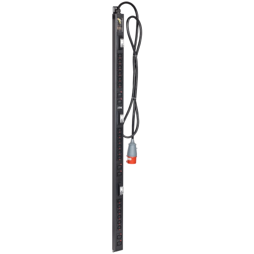 ITK BASE PDU вертикальный PV1113 38U 3 фазы 32А 18 розеток C13 + 6 розеток C19 кабель 3м вилка IEC60309 (промышленная)
