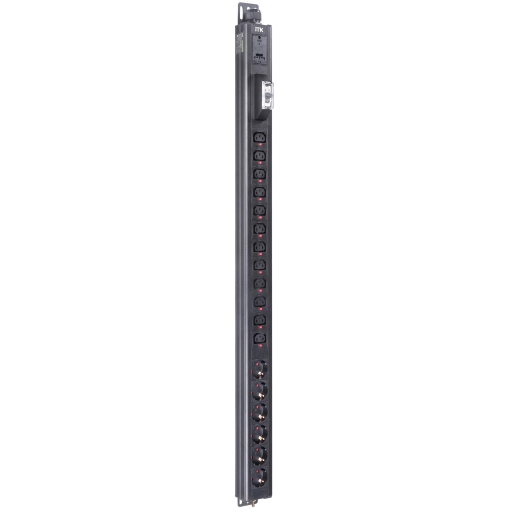ITK BASE PDU вертикальный PV1112 23U 1 фаза 32А 6 розеток SCHUKO (немецкий стандарт) + 12 розеток C13 с клеммной колодкой и кабелем 3м вилка IEC60309 (промышленная)