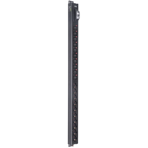 ITK BASE PDU вертикальный PV1101 24U 1 фаза 16А 10 розеток SCHUKO (немецкий стандарт) + 10 розеток C19 без кабеля с входным разъемом C20