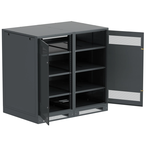 ITK LINEA B Шкаф аккумуляторный (пустой) 1350х1400х950мм двустворчатая металлическая дверь черный