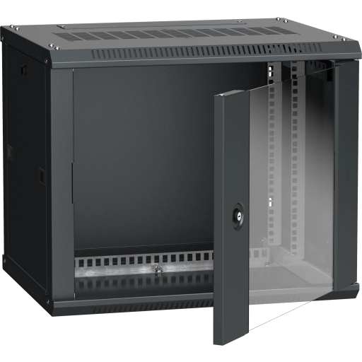 ITK Шкаф LINEA W 9U 600х450мм дверь стекло черный RAL9005