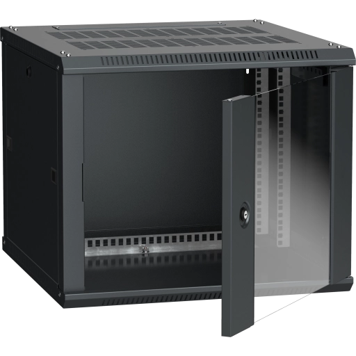 ITK Шкаф LINEA W 9U 600х600мм дверь стекло черный RAL9005