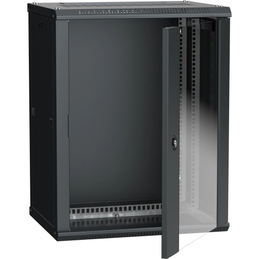 ITK Шкаф LINEA W 15U 600х450мм дверь стекло черный RAL9005