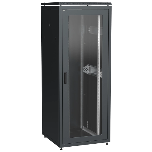 ITK LINEA N Шкаф сетевой 19" 42U 800х800мм стеклянная передняя дверь задняя металлическая черный