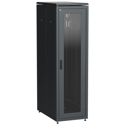 ITK LINEA N Шкаф сетевой 19" 47U 600х1000мм стеклянная передняя дверь задняя перфорированная черный