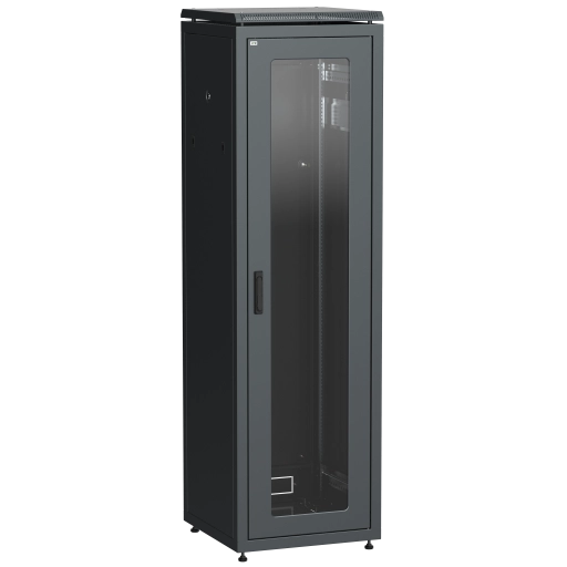 ITK LINEA N Шкаф сетевой 19" 47U 600х600мм стеклянная передняя дверь черный