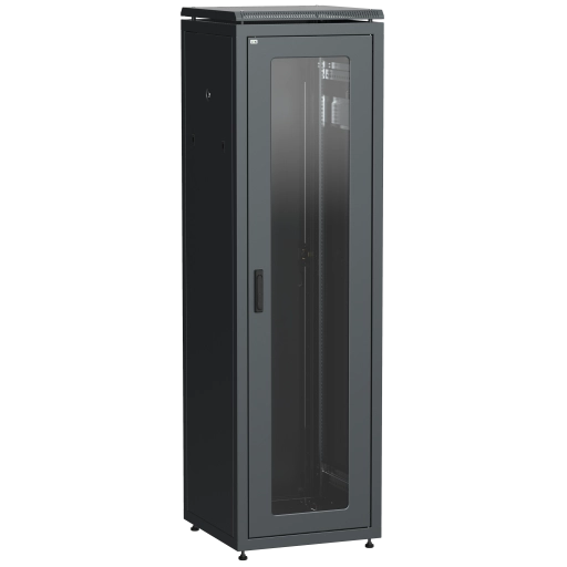 ITK LINEA N Шкаф сетевой 19" 47U 600х800мм стеклянная передняя дверь задняя металлическая черный