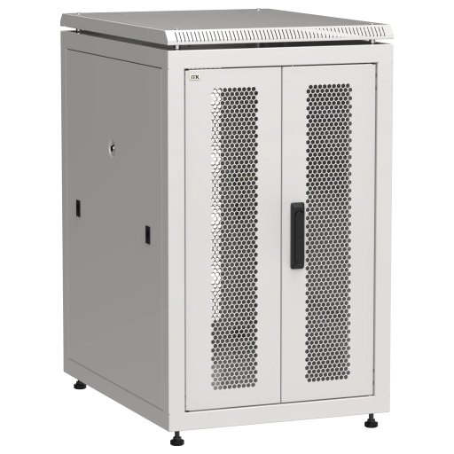 ITK LINEA N Шкаф сетевой 19" 18U 600х800мм двери передняя перфорированная задняя двустворчатая перфорированная серый