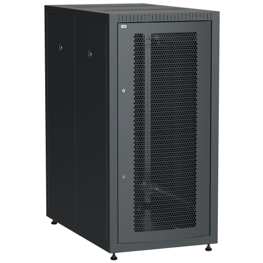 ITK LINEA E Шкаф напольный сетевой 19" 24U 600х1000мм перфорированная передняя дверь задняя металлическая черный