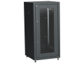 ITK LINEA E Шкаф напольный сетевой 19" 24U 600х600мм стеклянная передняя дверь задняя металлическая черный