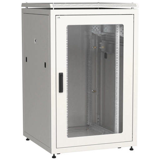 ITK LINEA N Шкаф сетевой 19" 24U 800х800мм стеклянная передняя дверь задняя металлическая серый