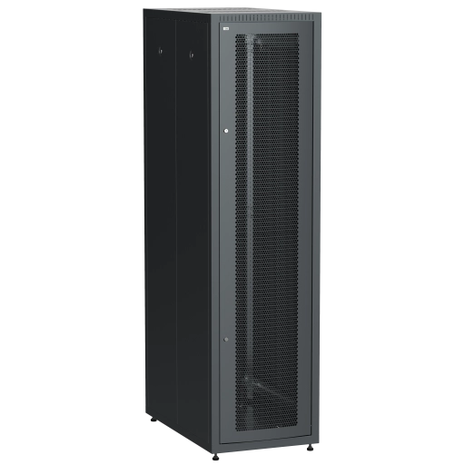 ITK LINEA E Шкаф напольный сетевой 19" 42U 600х1000мм перфорированная передняя дверь задняя металлическая черный