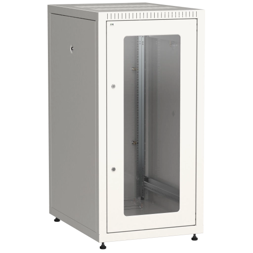 ITK LINEA E Шкаф напольный сетевой 19" 24U 600х800мм стеклянная передняя дверь задняя металлическая серый