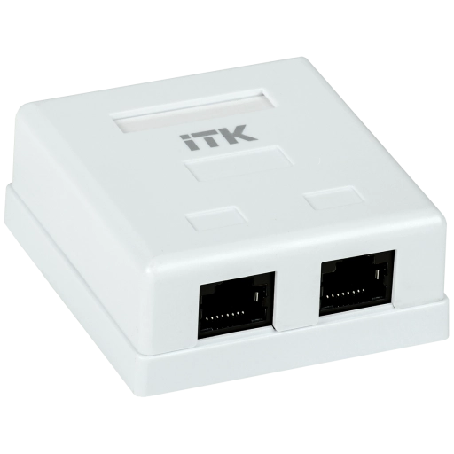 ITK Настенная информационная розетка RJ45 8P8C кат.5E UTP 2-порта белая