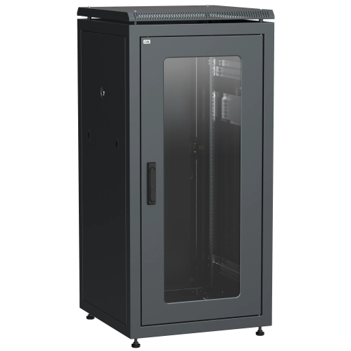 ITK LINEA N Шкаф сетевой 19" 18U 600х600мм стеклянная передняя дверь задняя металлическая черный