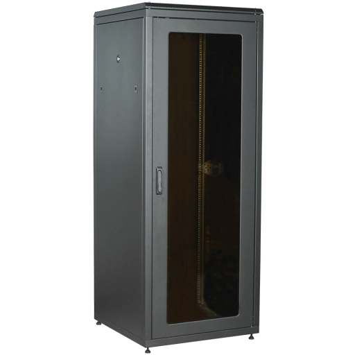 ITK LINEA N Шкаф сетевой 19" 18U 800х800мм стеклянная передняя дверь задняя металлическая черный